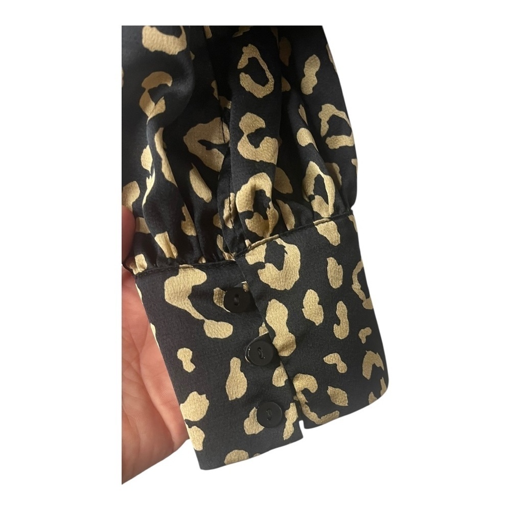 Lulus Cambera Black Leopard Print Button-Up Blouse - Picture 5 of 6